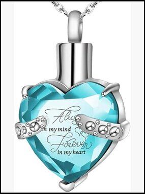 Heart Crystal Urn Necklace for Ashes Cremation Memorial Jewelry for Women